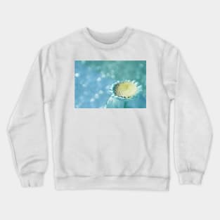 white flower with blue background Crewneck Sweatshirt